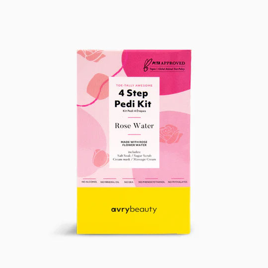 AVRYBEAUTY = 4 Step Pedi Kit - Rose Water