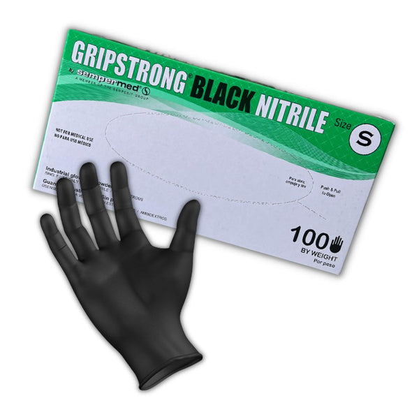 Gripstrong Black Nitrile Gloves (Small)