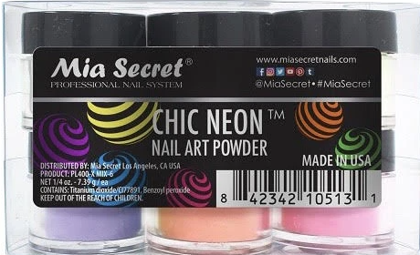 Mia Secret Chic Neon Nail Art Powder Collection (PL400-X-MIX-6)