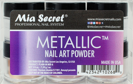 Mia Secret Metallic Nail Art Powder Collection (PL400-M-MIX-6)