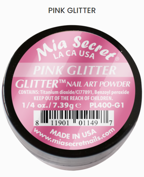 Mia Secret Pink Glitter Nail Art Powder (PL400-G1)